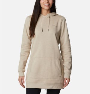 Khaki Columbia Rush Valley Long Women's Hoodie | 65813UFKN