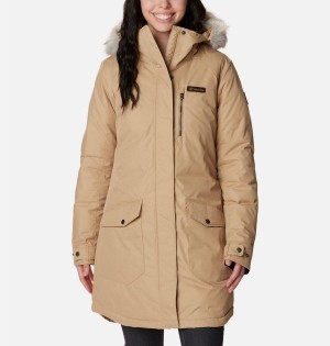 Khaki Columbia Suttle Mountain Long Insulated Women's Coats | 25391WNZX