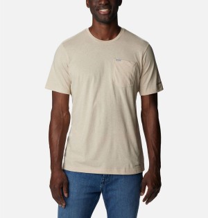 Khaki Columbia Thistletown Hills Pocket Men's T-Shirt | 58316BSUR