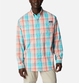 Multicolor Columbia PFG Super Tamiami Long Sleeve Men's Shirt | 82941KCPB