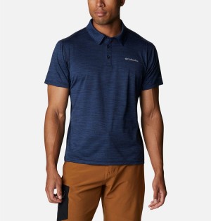 Navy Columbia Alpine Chill Zero Men's Polo Shirt | 17309UDSG