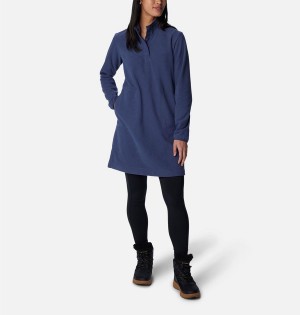 Navy Columbia Anytime Fleece Women's Dress | 84016EMCB