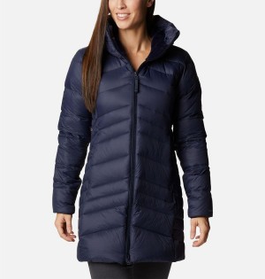 Navy Columbia Autumn Park Hooded Mid Women's Puffer Jacket | 20569NBZY