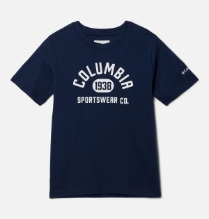 Navy Columbia Basin Ridge Short Sleeve Graphic Kids' T-Shirt | 12763DHIT