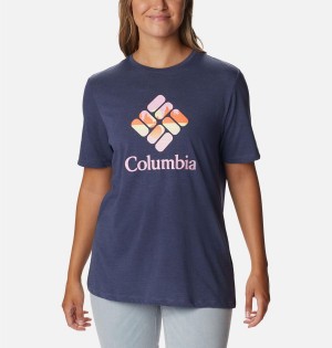 Navy Columbia Bluebird Day Relaxed Crew Neck Women's T-Shirt | 52109LAWK