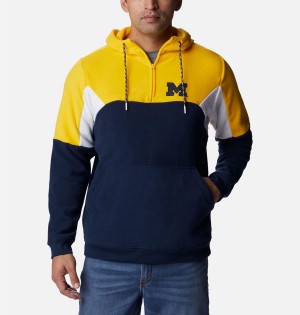 Navy Columbia Collegiate Lodge Fleece - Michigan Men's Hoodie | 41270STAQ