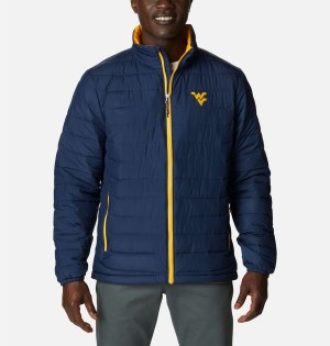 Navy Columbia Collegiate Powder Lite - West Virginia Insulated Men's Puffer Jacket | 16257ZRXE