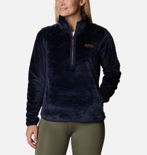 Navy Columbia Fire Side Quarter Zip Sherpa Fleece Women's Pullover | 38927KPGI