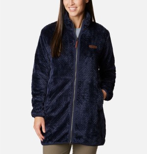 Navy Columbia Fireside Long Full Zip Women's Fleece Jacket | 40297XAIP