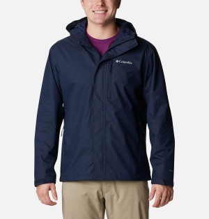 Navy Columbia Hikebound Men's Rain Jacket | 84735KNAL