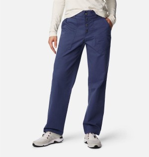 Navy Columbia Holly Hideaway Cotton Women's Pants | 61527MYXZ