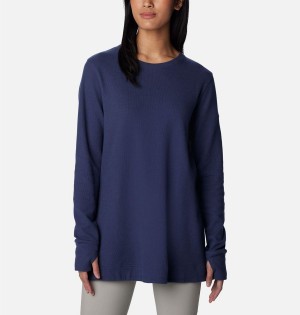 Navy Columbia Holly Hideaway Waffle Tunic Women's Pullover | 87562QRUW