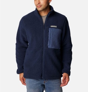 Navy Columbia Mountainside Heavyweight Sherpa Men's Fleece Jacket | 49503VWNX