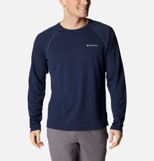 Navy Columbia Narrows Pointe Long Sleeve Men's T-Shirt | 41736ZUGY