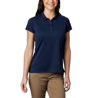 Navy Columbia PFG Innisfree Short Sleeve Polo Women's T-Shirt | 57396TOCW