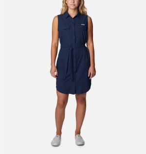 Navy Columbia PFG Sun Drifter Woven II Women's Dress | 21579PCDI