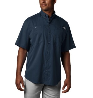 Navy Columbia PFG Tamiami II Short Sleeve Men's Shirt | 12857RCVM