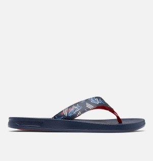 Navy Columbia PFG Tidal Ray Flip Flop Men's Sandals | 02317OKCX