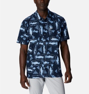 Navy Columbia PFG Trollers Best Short Sleeve Men's Shirt | 20861AHRT