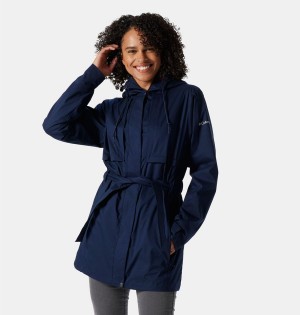 Navy Columbia Pardon My Trench Women's Rain Jacket | 75698UTZD