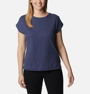 Navy Columbia Point Loma Women's T-Shirt | 87541NEZT