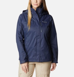 Navy Columbia Pouration Women's Rain Jacket | 02847DZRN