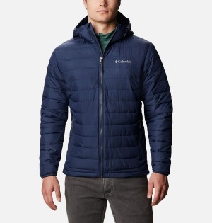 Navy Columbia Powder Lite Hooded Insulated Men's Puffer Jacket | 69031CFYD