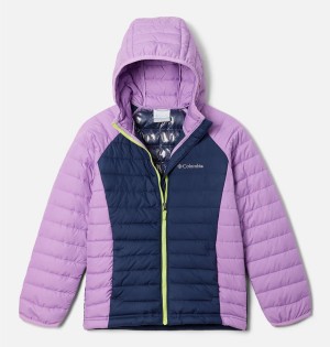 Navy Columbia Powder Lite Hooded Kids' Jacket | 96107WPFL