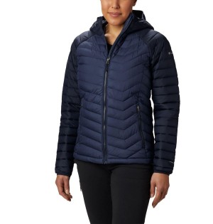 Navy Columbia Powder Lite Hooded Women's Puffer Jacket | 95406KDJS