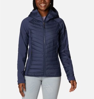 Navy Columbia Powder Lite Hybrid Hooded Women's Puffer Jacket | 67018SCRT