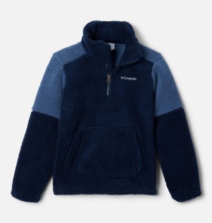 Navy Columbia Rugged Ridge III Half Zip Sherpa Pullover Kids' Fleece | 71965GUYI