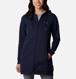 Navy Columbia Rush Valley Long Full Zip Hoodie Women's Fleece Jacket | 98310EQGP