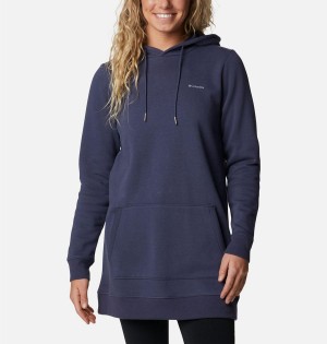 Navy Columbia Rush Valley Long Women's Hoodie | 89403OIQJ