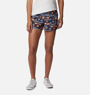 Navy Columbia Sandy River II Printed Women's Shorts | 02473WIOZ