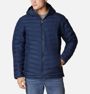 Navy Columbia Slope Edge Hooded Insulated Men's Puffer Jacket | 89205EYTQ