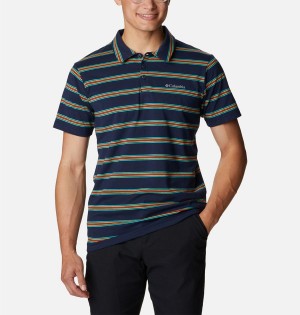 Navy Columbia Sun Trek Men's Polo Shirt | 67092WSHZ