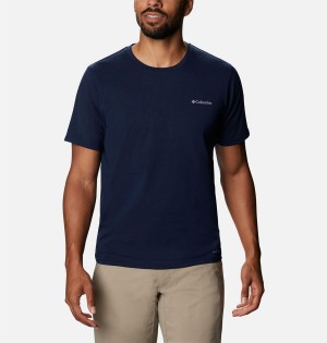 Navy Columbia Sun Trek Short Sleeve Men's T-Shirt | 19680ILVA