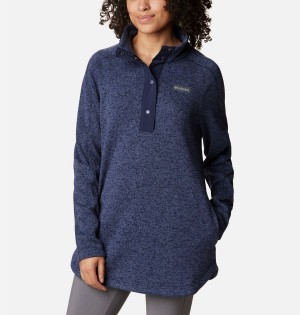 Navy Columbia Sweater Weather Fleece Tunic Women's Pullover | 82476TMHY