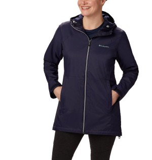 Navy Columbia Switchback Lined Long Women's Rain Jacket | 59786UCZL