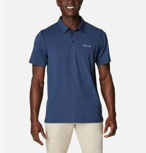 Navy Columbia Tech Trail Men's Polo Shirt | 68159ADLN