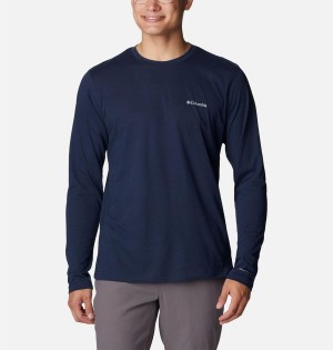 Navy Columbia Thistletown Hills Long Sleeve Crew Men's T-Shirt | 28564XKYE