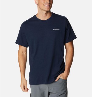 Navy Columbia Thistletown Hills Short Sleeve Men's T-Shirt | 65347RGJS