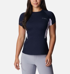 Navy Columbia Titan Pass Ice Short Sleeve Women's T-Shirt | 17465QXFV