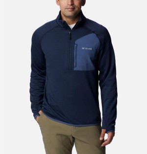 Navy Columbia Triple Canyon Half Zip Men's Pullover | 49082CMTF