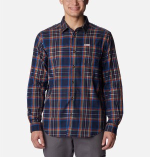 Navy Columbia Vapor Ridge III Long Sleeve Men's Shirt | 57910IGDX