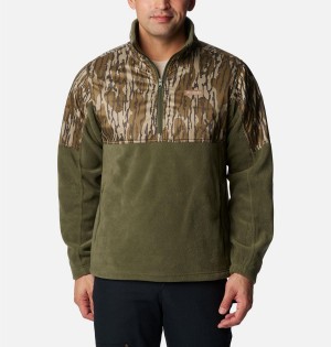 Olive Columbia PHG Fleece Overlay 1/4 Zip Men's Pullover | 78510QZBM