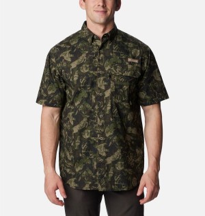 Olive Columbia PHG Super Sharptail Short Sleeve Men's Shirt | 73450QBUZ