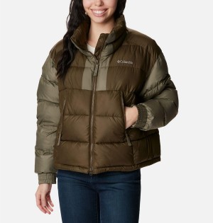 Olive Columbia Pike Lake II Cropped Women's Puffer Jacket | 50193PBAT