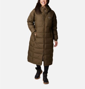 Olive Columbia Pike Lake II Long Women's Puffer Jacket | 59681FVMK