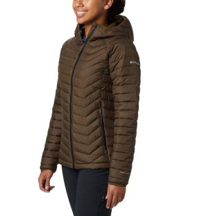 Olive Columbia Powder Lite Hooded Women's Puffer Jacket | 69021QAIK